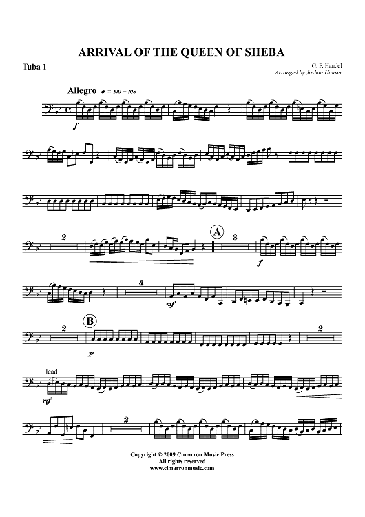 Arrival Of The Queen Of Sheba - Tuba 1