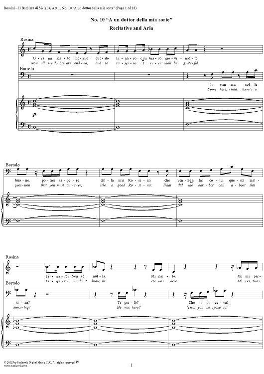 Recitative and Aria: A un dottor della mia sorte, No. 10 from "Il Barbiere di Siviglia"