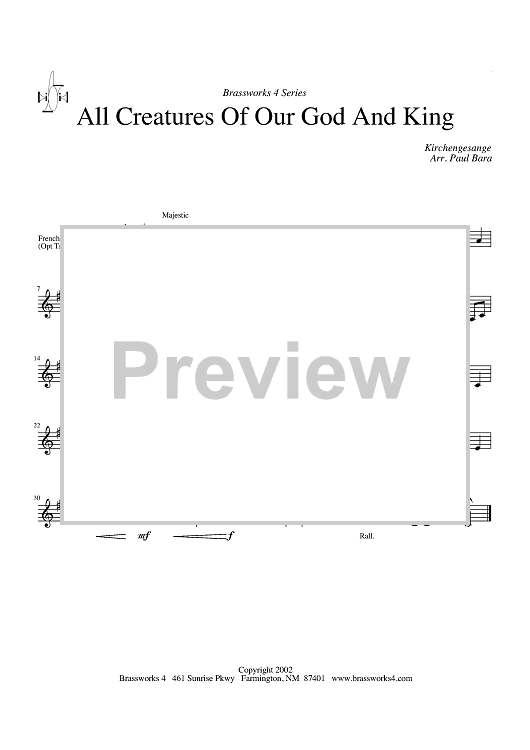 All Creatures of Our God and King - Horn in F