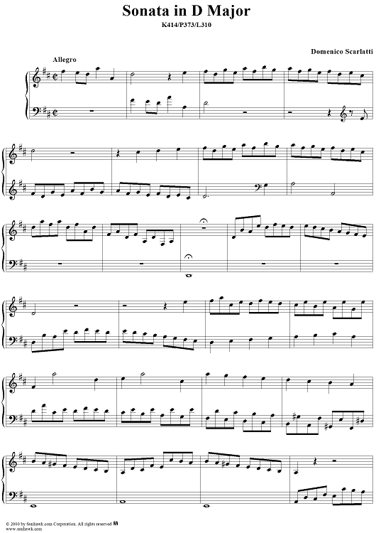 Sonata in D major, K414