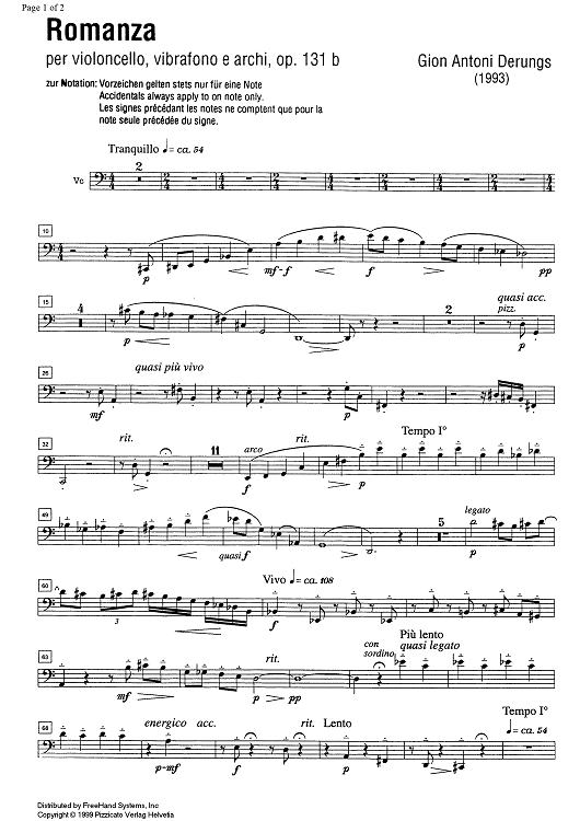 Romanza Op.131b - Cello