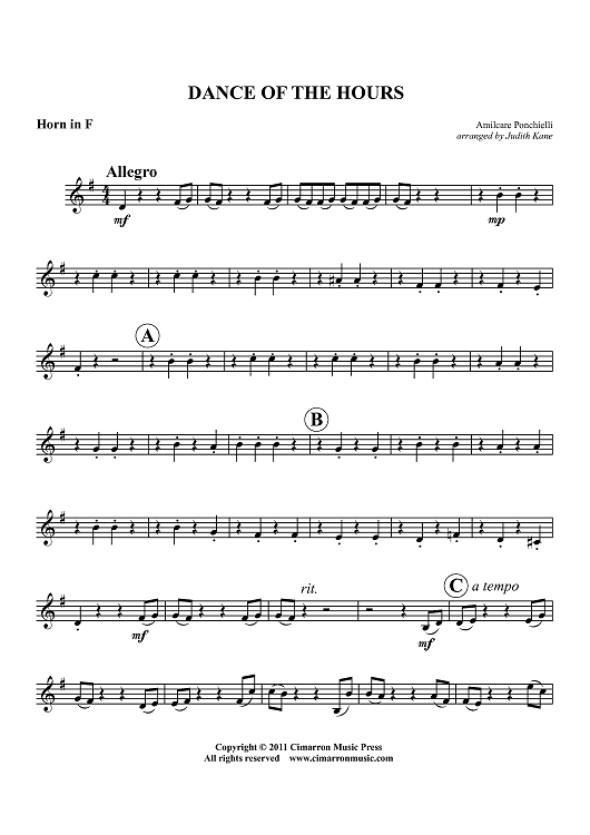 Dance of the Hours - Horn in F