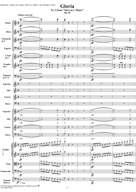 Mass in C Major, No. 2: Gloria - Full Score