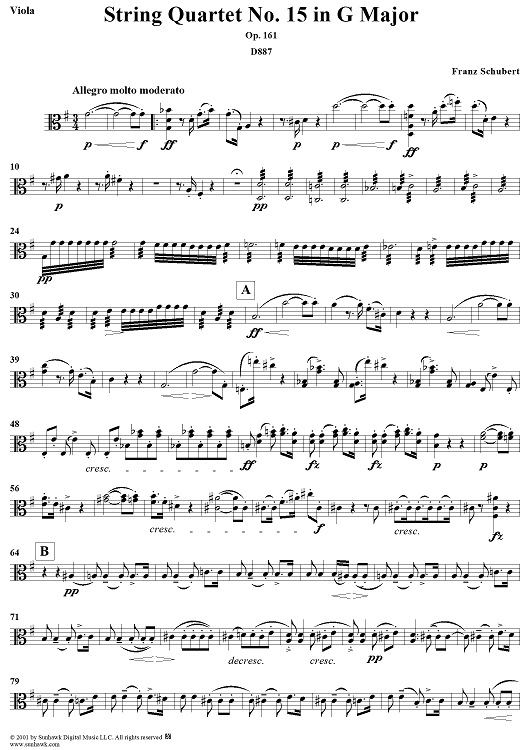 String Quartet No. 15 in G Major, Op. 161 - Viola