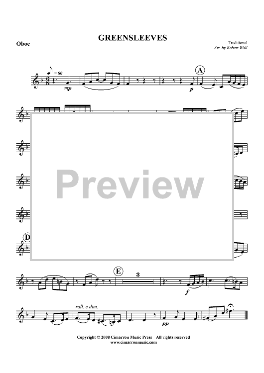 Greensleeves - Oboe