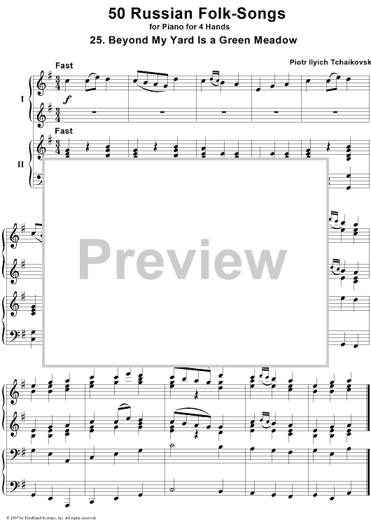 50 Russian Folk-Songs. No. 25. Beyond My Yard Is a Green Meadow