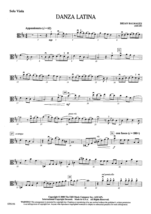 Danza Latina - Solo Viola (Grade 2.5)