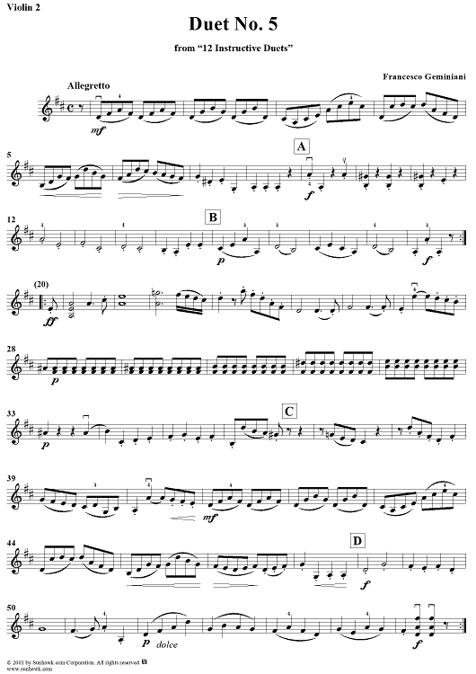 Duet No. 5, from "12 Instructive Duets" - Violin 2