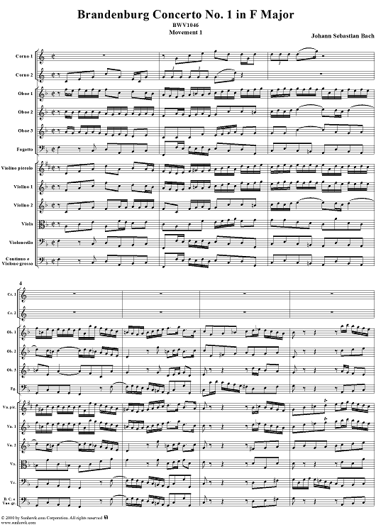 Brandenburg Concerto No. 1: Movement 1 - Score