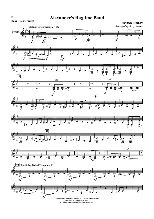 Alexander’s Ragtime Band - Bass Clarinet in Bb