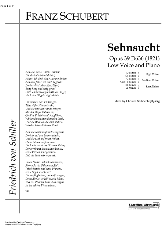 Sehnsucht Op.39 D636