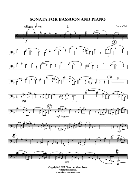 Sonata For Basson And Piano - Bassoon