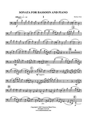 Sonata For Basson And Piano - Bassoon