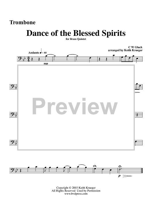 Dance of the Blessed Spirits - Trombone