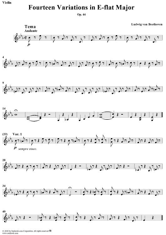 Piano Trio No. 10 in E-flat Major, Op. 44 - Violin