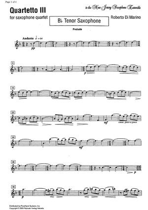 Quartetto III - B-flat Tenor Saxophone