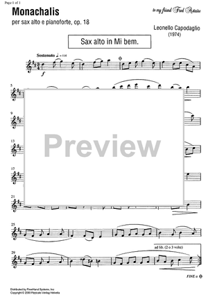 Monachalis Op.18 - E-flat Alto Saxophone