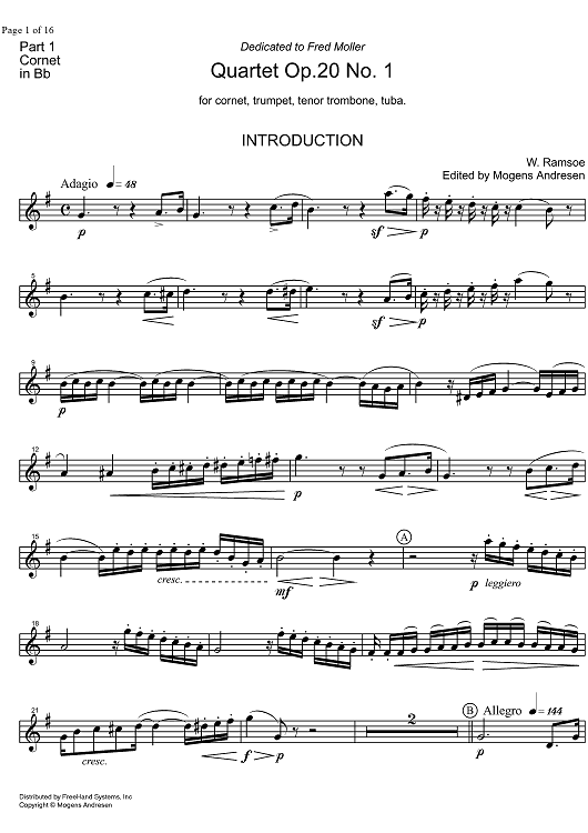 Quartet Op.20 No. 1 - B-flat Cornet 1