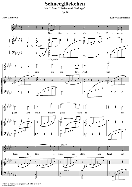 Lieder und Gesänge, op. 96, no. 2:  Schneeglöckchen