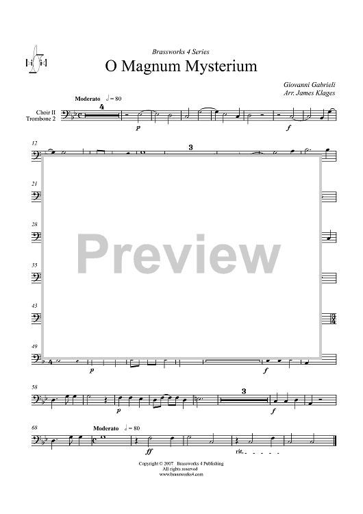 O Magnum Mysterium - Choir 2, Trombone 2
