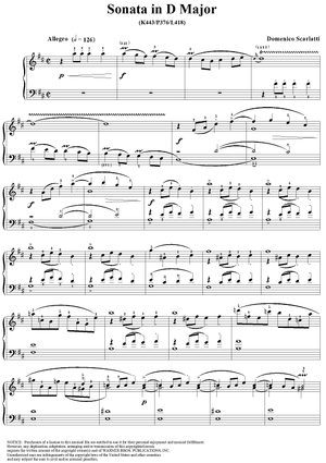 Sonata in D major    (K443/P376/L418