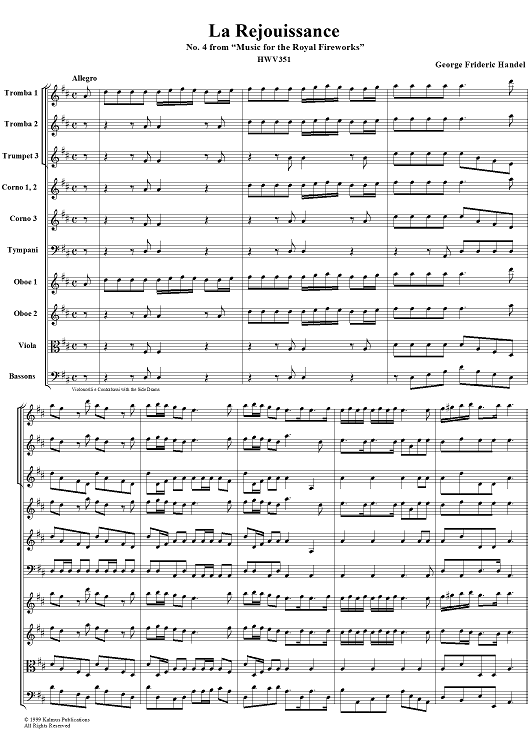 Music for the Royal Fireworks, No. 4: La Réjouissance - Score
