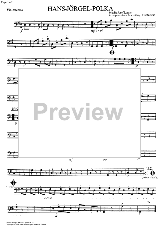 Hans Jörgel Polka Op.194 - Cello