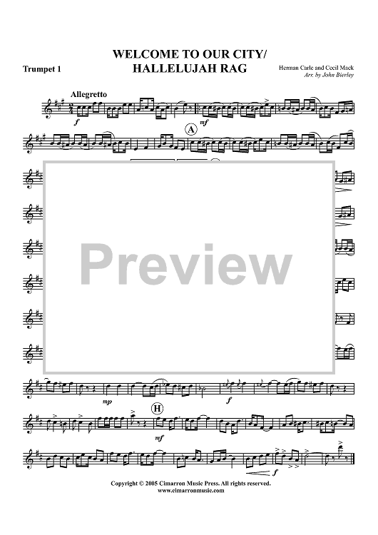 Welcome to Our City/Hallelujah Rag - Trumpet 1