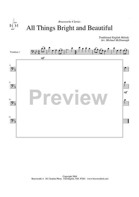 All Things Bright and Beautiful - Trombone 1