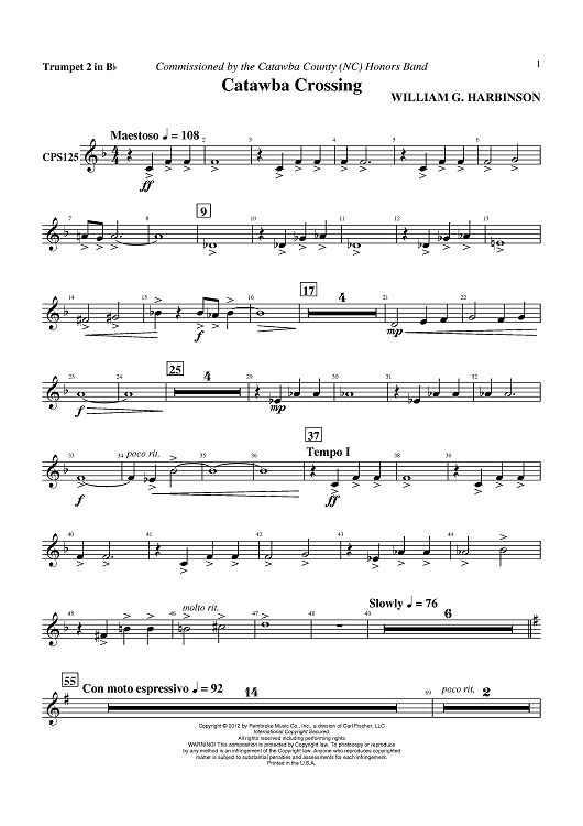 Catawba Crossing - Trumpet 2 in Bb