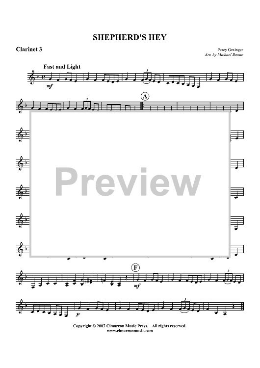 Shepherd's Hey - Clarinet 3