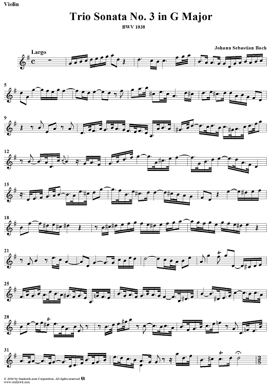 Trio Sonata in G major BWV1038 - Violin