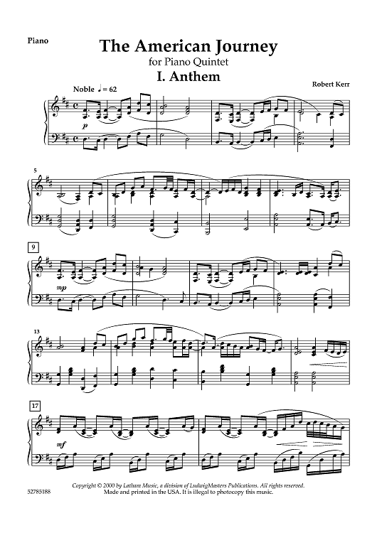 The American Journey for Piano Quintet - Piano