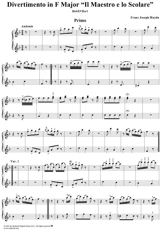 Divertimento in F Major "Il Maestro e lo Scolare", HobXVIIa/1