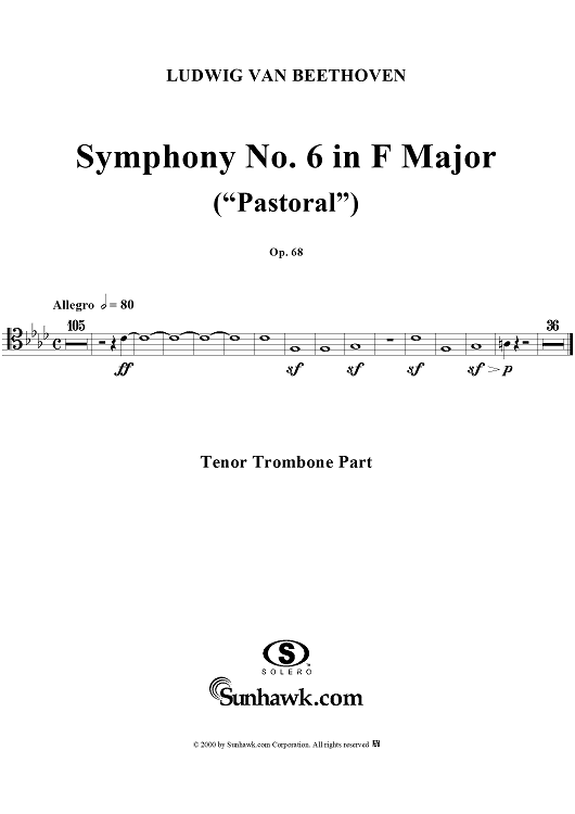 Symphony No. 6 in F Major, "Pastoral" - Tenor Trombone