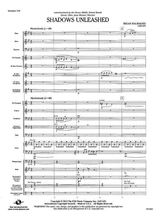 Shadows Unleashed - Score" Sheet Music for Concert Band - Sheet Music Now
