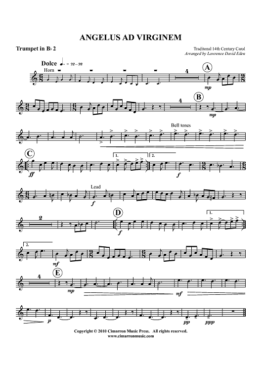 Angelus ad Virginem - Trumpet 2 in Bb
