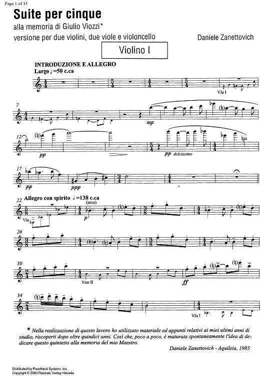 Suite per cinque - Violin 1