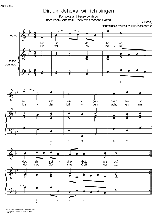 Dir, dir, Jehova, will ich singen BWV 299