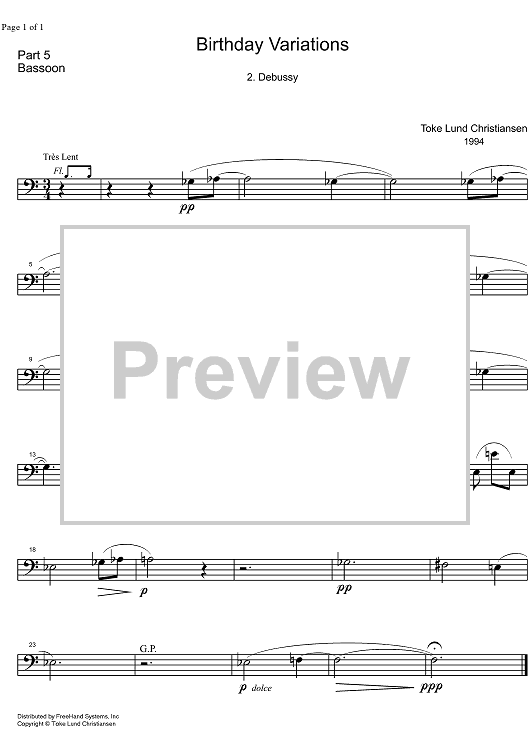 Birthday Variations Debussy - Bassoon