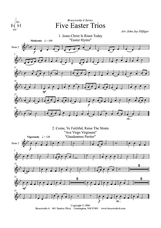 Five Easter Trios - Horn 2