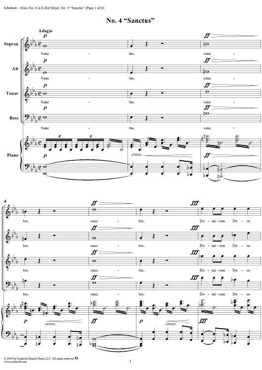 Mass No. 6 in E-flat Major, D950: No. 4, Sanctus