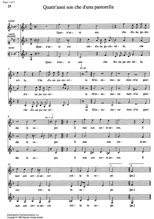 Quattr'anni son che d'una pastorella