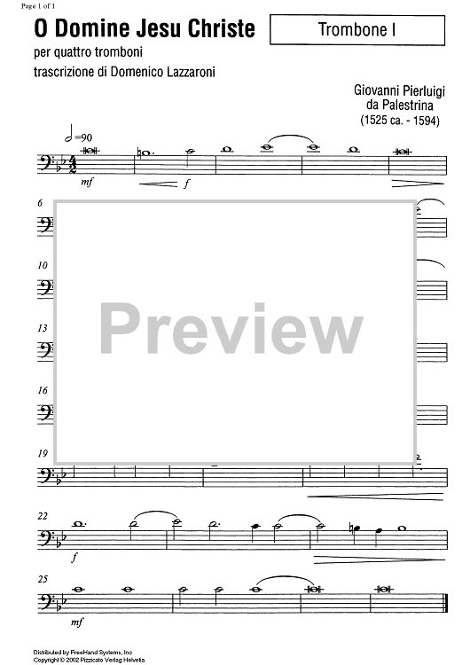 O Domine Jesu Christe - Trombone 1
