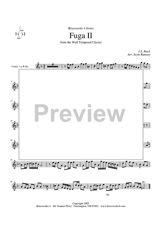 Fuga II from the Well-Tempered Clavier - Cornet 1/Trumpet 1