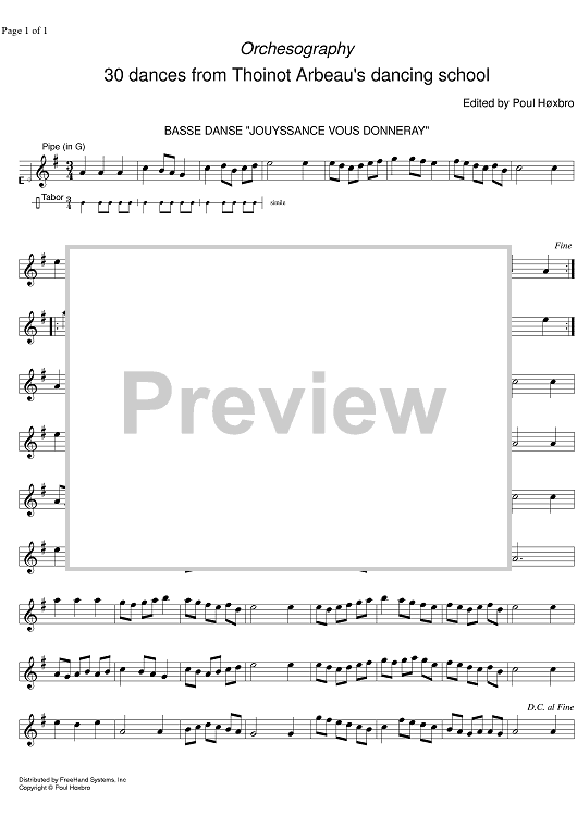 30 Dances from Thoinot Arbeaus Dancing School - Basse Dance