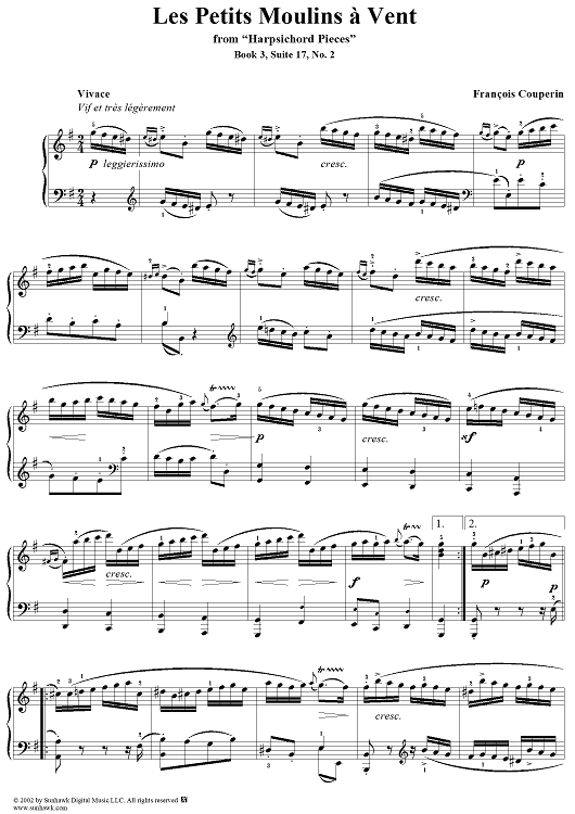 Harpsichord Pieces, Book 3, Suite 17, No. 2: Les Petits Moulins a Vent