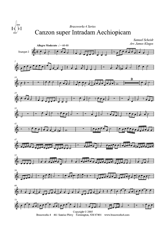 Canzon super Intradam Aechiopicam - Trumpet 2