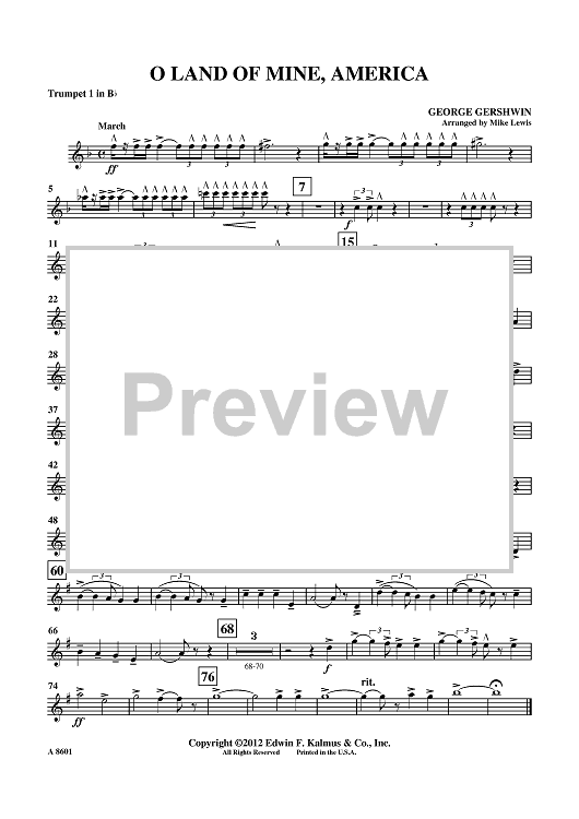 O Land Of Mine, America - Trumpet 1 in Bb