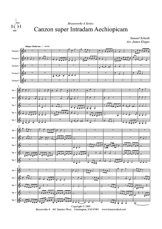 Canzon super Intradam Aechiopicam - Score